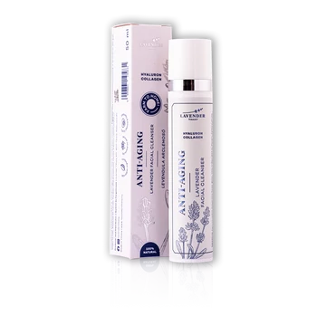 Lavender Tihanyi Anti-Aging Levendula Arclemosó Hialuronnal, Növényi Kollagénnel, Virágvízzel, Tisztító, Fiatalító, Regeneráló 60ml