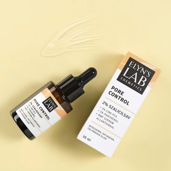 ELYN'S LAB PORE CONTROL 2% SZALICILSAV + 1% CINK PCA + 1% PANTHENOL Szérum pattanásokra, mitteszerekre, tág pórusokra 30ML