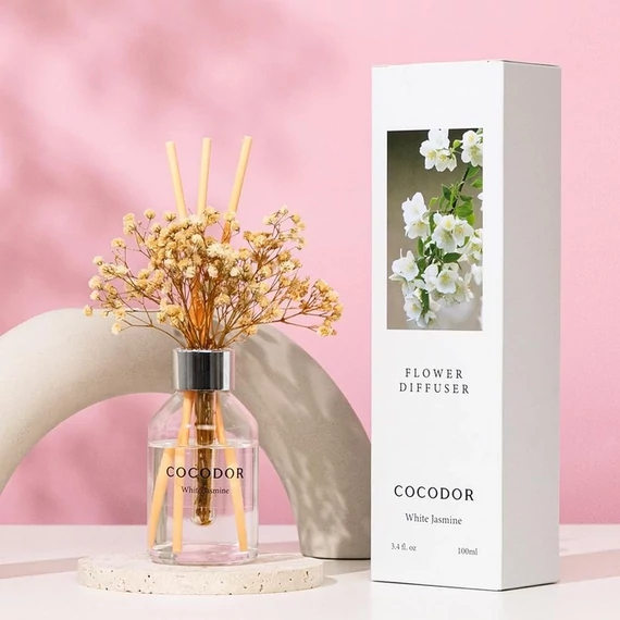 Cocodor Pálcás Virágos Aroma Diffúzor – Fehér Jázmin illattal (Cocodor Flower Diffuser – White Jasmine) 100ML