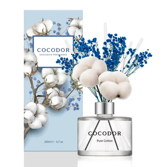 Cocodor Pálcás Pamut és Virág Aroma Diffúzor – Tiszta pamut illattal (Cocodor Cotton Diffuser Pure Cotton Fragrance) 200ML