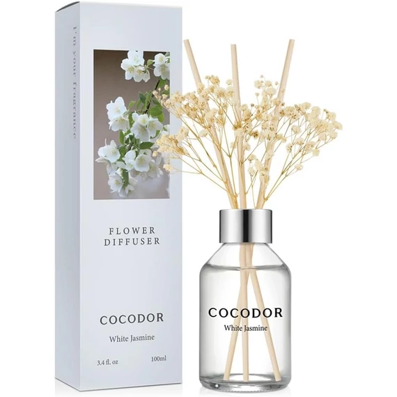 Cocodor Pálcás Virágos Aroma Diffúzor – Fehér Jázmin illattal (Cocodor Flower Diffuser – White Jasmine) 100ML
