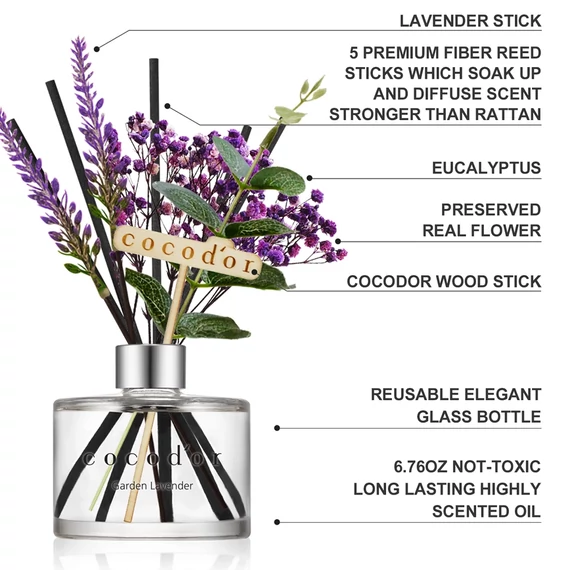Cocodor Levendula Pálcás Aroma Diffúzor – Kerti levendula illattal (Cocodor Lavender Diffuser Garden Lavender) 200ML