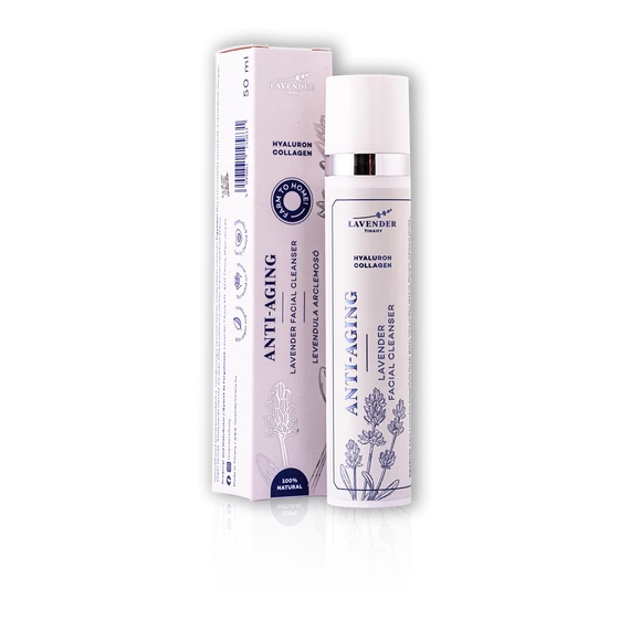 Lavender Tihanyi Anti-Aging Levendula Arclemosó Hialuronnal, Növényi Kollagénnel, Virágvízzel, Tisztító, Fiatalító, Regeneráló 60ml