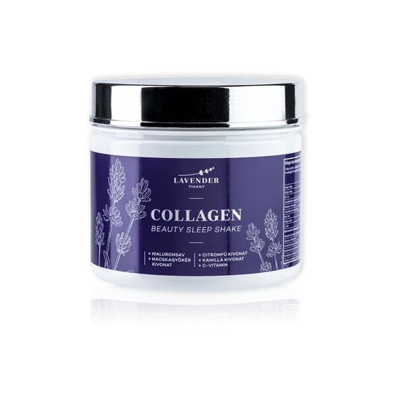 Tihanyi levendulás COLLAGEN Beauty Sleep Shake kollagén italpor hialuronsavval, citromfűvel és macskagyökér kivonattal a rugalmasabb bőrért, izületért, szebb hajért és nyugodt alvásért