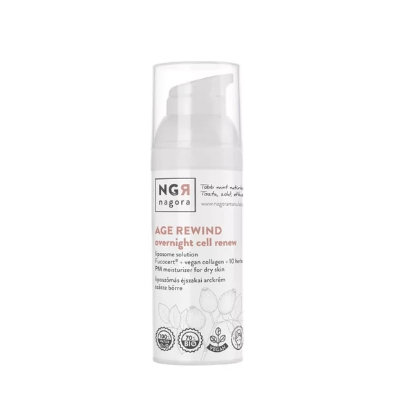 NGR Nagora AGE REWIND LIPOSZÓMÁS ÉJSZAKAI ARCKRÉM FUCOCERT® +VEGÁN KOLLAGÉN 50ml