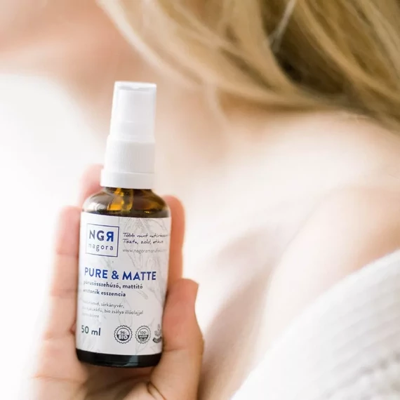 NGR Nagora Pure&Matte pórusösszehúzó, mattító arctonikesszencia 96% bio hígítatlan gyógynövény koncentrátummal zsíros bőrre 50ML